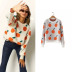orange jacquard round neck long-sleeved loose sweater nihaostyles clothing wholesale NSSX89357