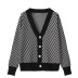 single-breasted long-sleeved diamond stripe stitching knitted cardigan nihaostyles clothing wholesale NSSX89361
