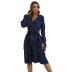 v-neck long-sleeved hollow lace-up polka-dot dress nihaostyles wholesale clothing NSDMB89401