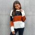 Round Neck Striped Color Matching Knitted Sweater NSDMB89409