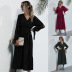long-sleeved v-neck hollow pleated dress nihaostyles wholesale clothing NSDMB89421