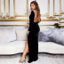 long-sleeved split velvet dress nihaostyles wholesale clothes NSLIH89696