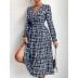 V-neck long-sleeved printing slim dress nihaostyles wholesale clothes NSXIA90170