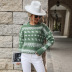autumn and winter round neck green jacquard Christmas sweater nihaostyles wholesale Christmas costumes NSDMB89759