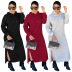 Solid Color Hooded Slit Dress NSGLS89974