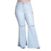 Holes Stretch Slim Plus Size Flared Jeans NSSF89989