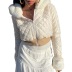 White Long Sleeve Furry Collar Checkered Hooded Short Cotton Jacket NSKAJ90017