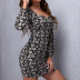 autumn long-sleeved square neck chrysanthemum print dress nihaostyles wholesale clothing NSLIH90049