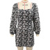 autumn long-sleeved square neck chrysanthemum print dress nihaostyles wholesale clothing NSLIH90049