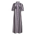 Front Buckle Stripes Printed Bohemian Dress NSLIH90085