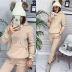 Solid Color Hooded Sweatshirt Trousers 2 Piece NSMUZ98678