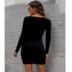 Square Neck Long Sleeve Slim Dress NSGXY98683