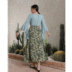 Butterfly Sleeve Chiffon High Waist Long Sleeve Printed Dress NSGXY98694