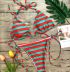 sexy red and green striped bikini split two-piece swimsuit nihaostyles wholesale clothing NSCMB98709