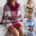 Plaid Turtleneck Sweater Dress Without Belt NSBJ98875