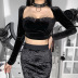 Diablo style lace T-shirt drawstring long-sleeved top nihaostyles wholesale clothes NSGYB98904