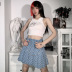 Diablo Style Jk Ripped Polka Dot Denim Pleated Skirt NSGYB98906