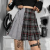 Falda de cintura alta a cuadros en contraste con costuras de viento estilo universitario Diablo NSGYB98911