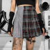 Falda de cintura alta a cuadros en contraste con costuras de viento estilo universitario Diablo NSGYB98911