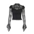 Diablo Style Lace Perspective Long Sleeve Short Top NSGYB98917