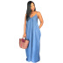 Solid Color Loose Denim Slip Dress NSQYT99013