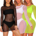 Slim Stretch Solid Color Mesh Splicing Dress NSQYT99016