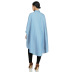 Blue Lapel Long Sleeve Loose Short Front & Long Back Longline Denim Blouse NSQYT99020