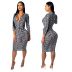 V-Neck Slim Printed Dress NSQYT99023