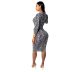 V-Neck Slim Printed Dress NSQYT99023