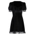 Dark Style Suede Square Neck Puff Short-Sleeved Lace Trim Dress NSGYB99085