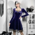 Dark Style Solid Color Suede Long-Sleeved Lace Stitching Dress NSGYB99090