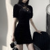Retro Dark Style Sexy Lace-Up Hollow Cheongsam Dress NSGYB99093