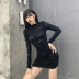 Vestido rasgado delgado de manga larga estilo oscuro NSGYB99095