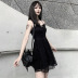 Gothic dark style lace stitching lace-up suspender dress nihaostyles wholesale clothing NSGYB99101