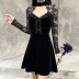 Dark Style Lace Stitching Long-Sleeved Hollow Dress NSGYB99104