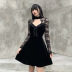 Dark Style Lace Stitching Long-Sleeved Hollow Dress NSGYB99104