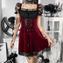 Early Dark Style Lace Stitching Lace-Up Dress NSGYB99106