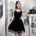 Dark Style Halterneck A-Line Lace Stitching Dress NSGYB99118