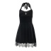 Dark Style Halterneck A-Line Lace Stitching Dress NSGYB99118