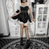 Dark Style Contrast Color Lace Stitching A-Line Dress NSGYB99122
