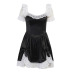 Dark Style Contrast Color Lace Stitching A-Line Dress NSGYB99122