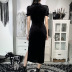 Dark Style Retro Hollow Lace-Up Slit Cheongsam Dress NSGYB99130