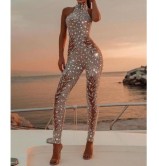 Sprinkling Gold See-through Sleeveless Sequins Jumpsuit Nihaostyles Wholesale Clothes NSGRM101971