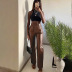 High Waist Solid Color Pu Leather Pants NSAFS102479