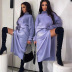 Solid Color Loose Woolen High-Neck Top Slit Skirt 2 Piece Set NSAFS102520