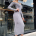 One-Shoulder Solid Color Slim Knitted Dress NSAFS102711