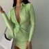 Solid Color Lapel Knot Tight-Fitting Dress NSAFS102725