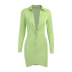 Solid Color Lapel Knot Tight-Fitting Dress NSAFS102725