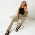 Pantalones ajustados con cremallera y abertura en color liso NSAFS102726