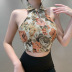 Print Halter Solid Color Sleeveless Slim-Fit Vest NSAFS102739